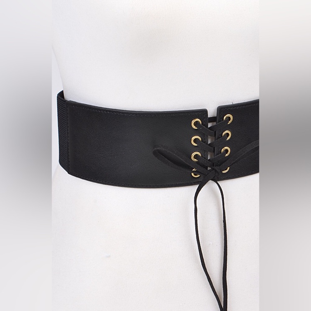 Vegan Leather Wide Corset Statement Belt - Picture 6 of 6